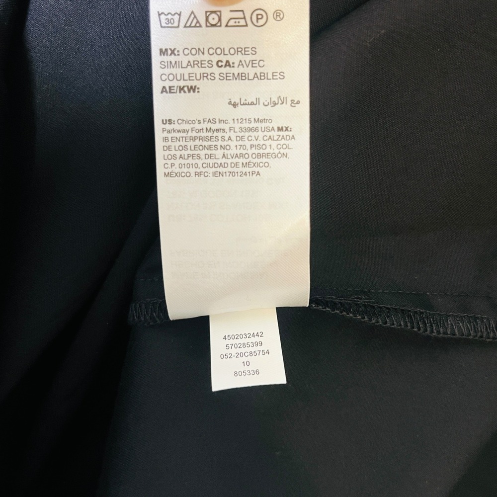 Chicos Black Popover Shirt Dress US 18 Short Sleeve Pockets Minimalist Versatile - Picture 8 of 10